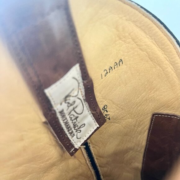 Rod Patrick Mens Cowboy Boots 12AAA Black Kangaroo Brown Top Western Square Toe - Picture 10 of 12